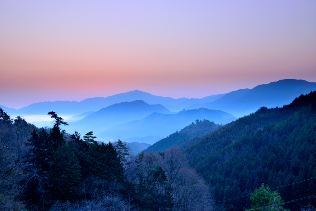 竹田城跡　日の出前　2019年