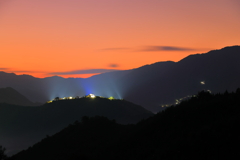 竹田城跡　ﾗｲﾄｱｯﾌﾟ　夜明け前