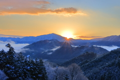 竹田城跡　日の出
