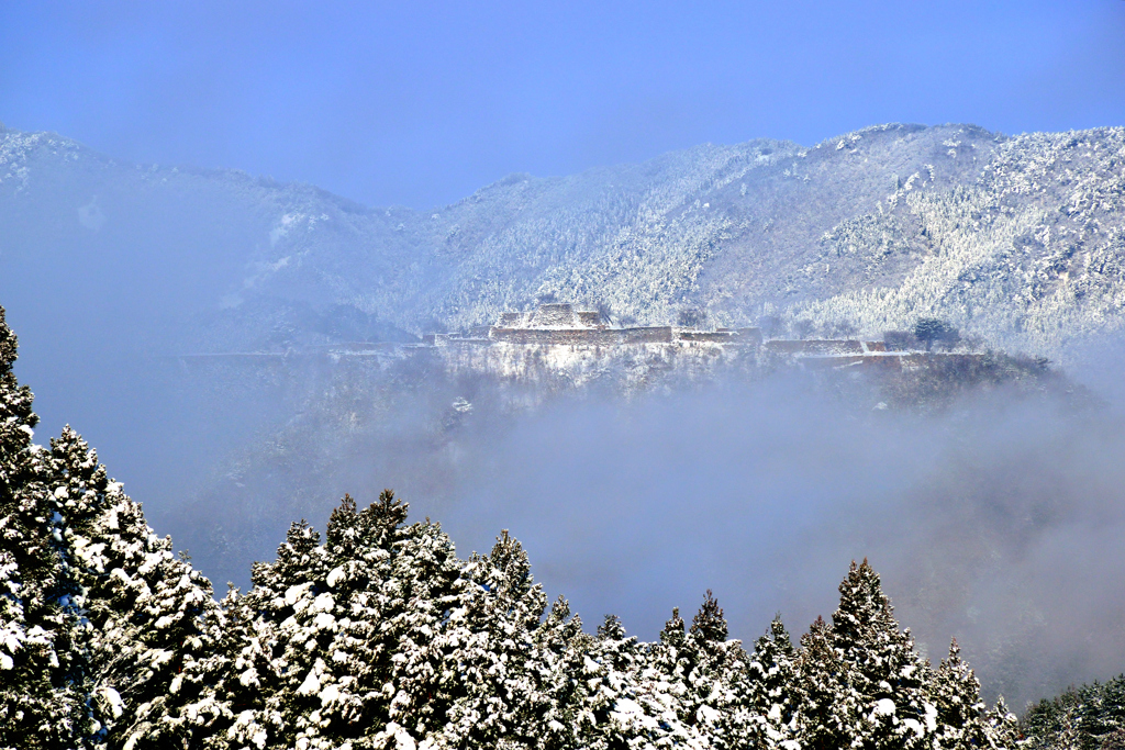 竹田城跡　雪化粧