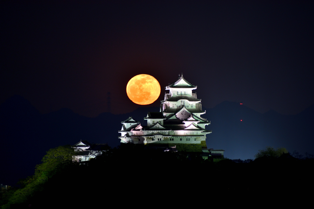 姫路城　満月