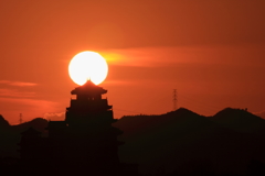 姫路城　朝日