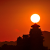 姫路城と朝日-Ⅱ