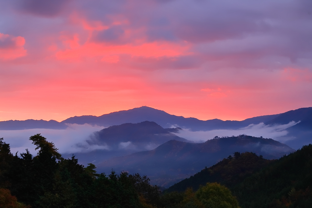 竹田城跡　朝焼け