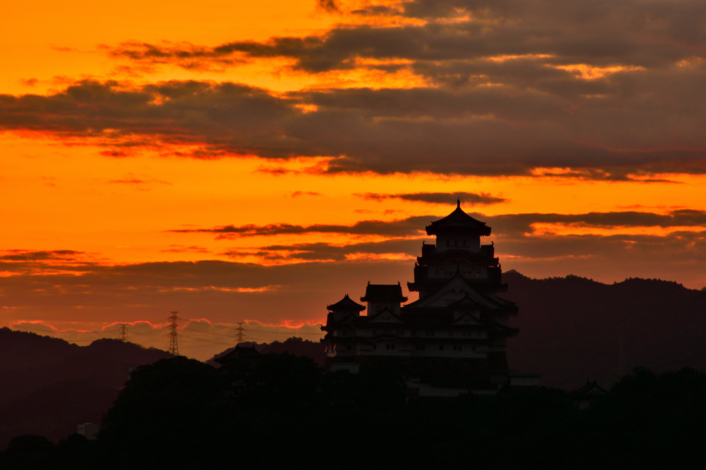 姫路城　日の出前