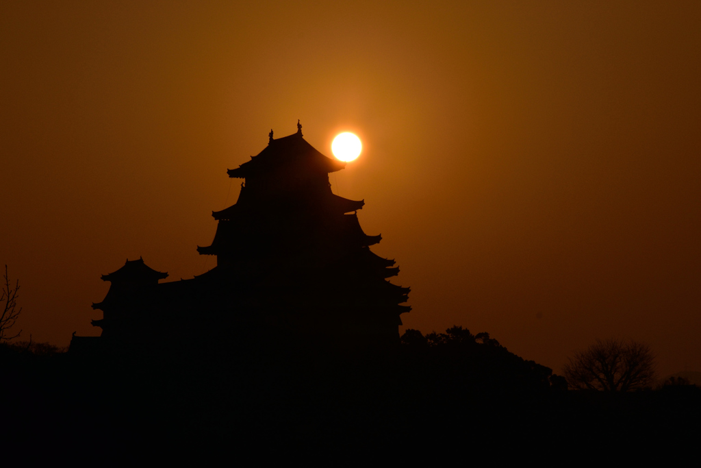姫路城　朝日-2