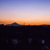 夕焼け 富士山と電線