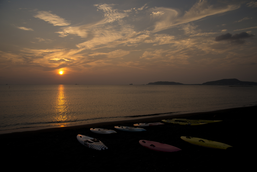 北条海岸の夕陽