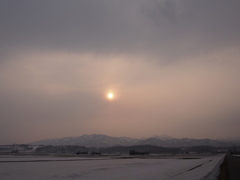 早春の夕陽