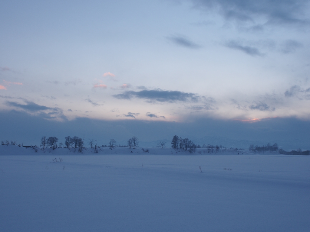 雪原の日没