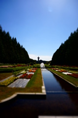 花畑と噴水