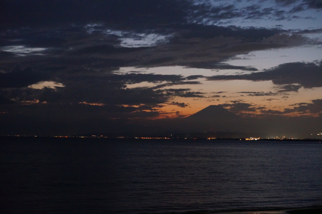 夕焼け＋富士山