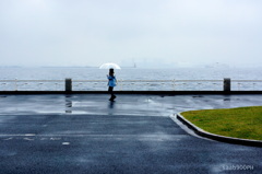 秋雨の中