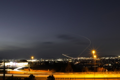 着陸と離陸の光跡