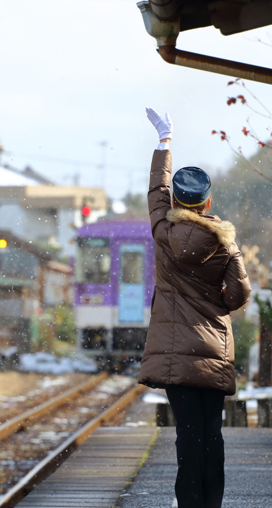 雪のお見送り