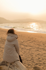 夕日×海×女性