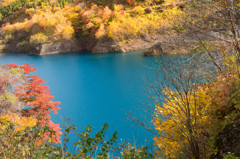 深まる秋とダム湖