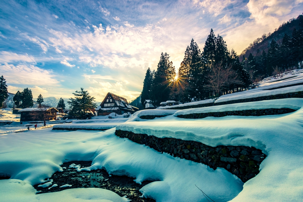 雪の段々畑