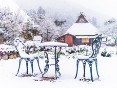 雪のテラス席