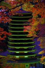 ライトアップ十三重塔