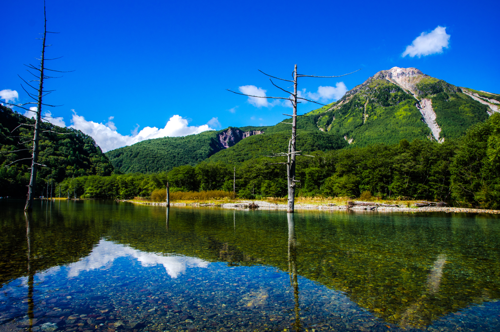 梓川から見る焼岳