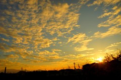 寝室から見た夕日