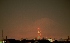 満月下の富士山