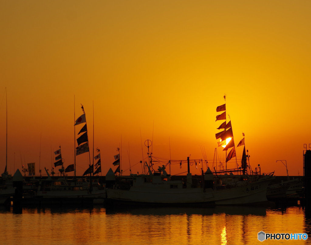 旧正月、糸満南浜の夕日