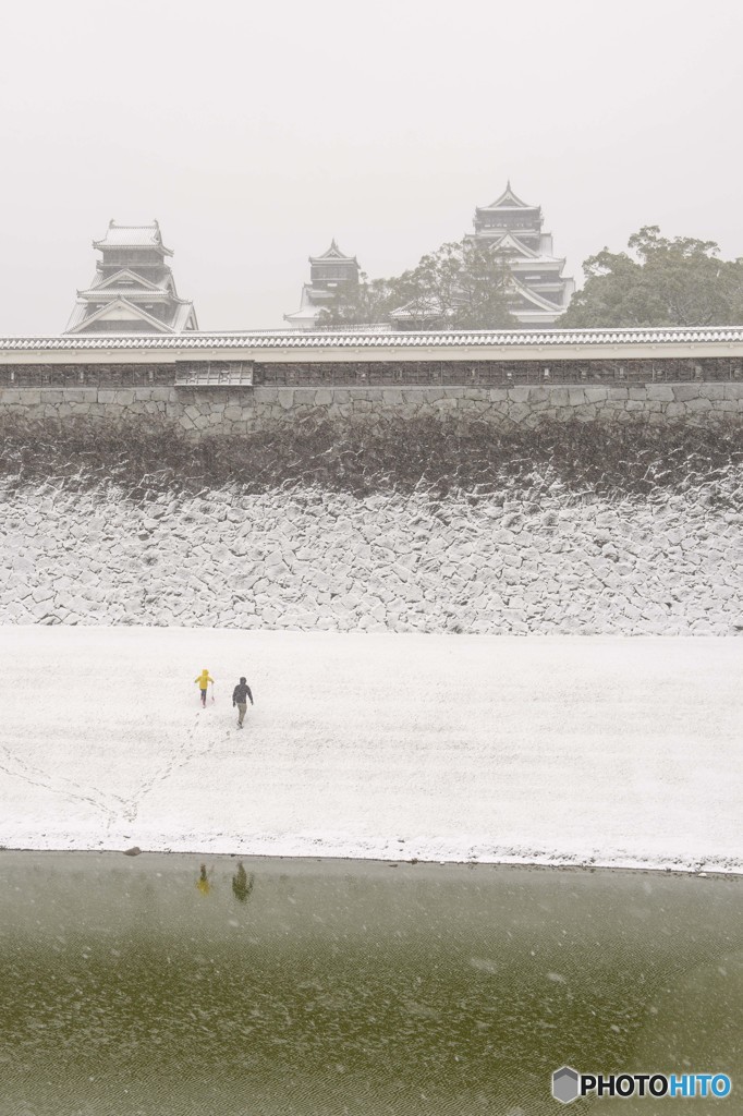 外堀にも薄氷が