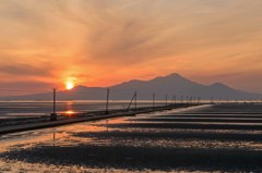 海床路は夕焼け　2