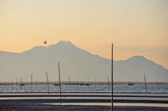 逆さお椀のような夕陽でした　1