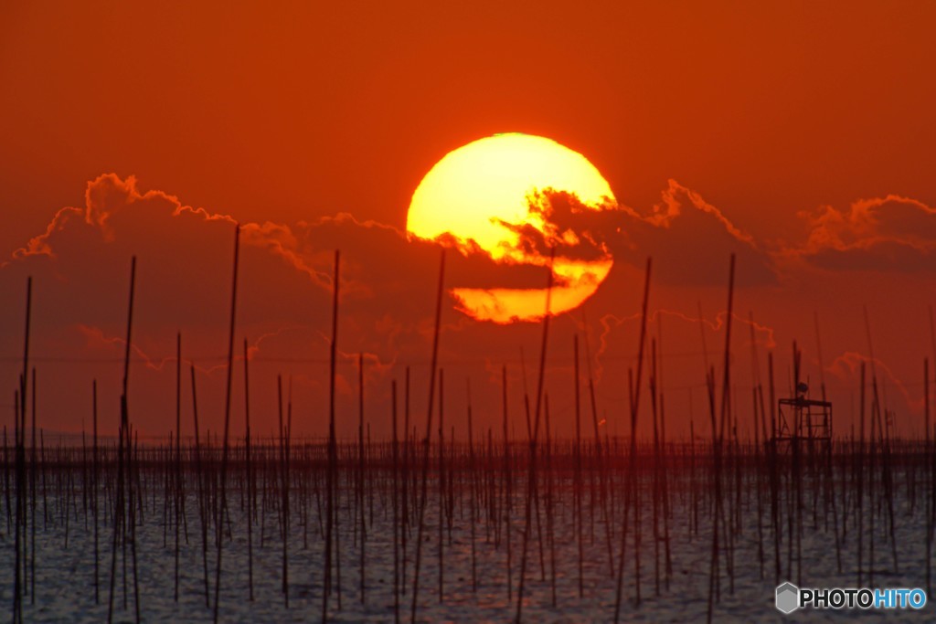 海辺の夕景（グリーンフラッシュ？）