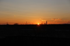The sun goes down