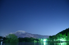 夜の伊吹山と星空－滋賀 三島池*