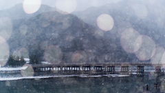 雪の嵐山