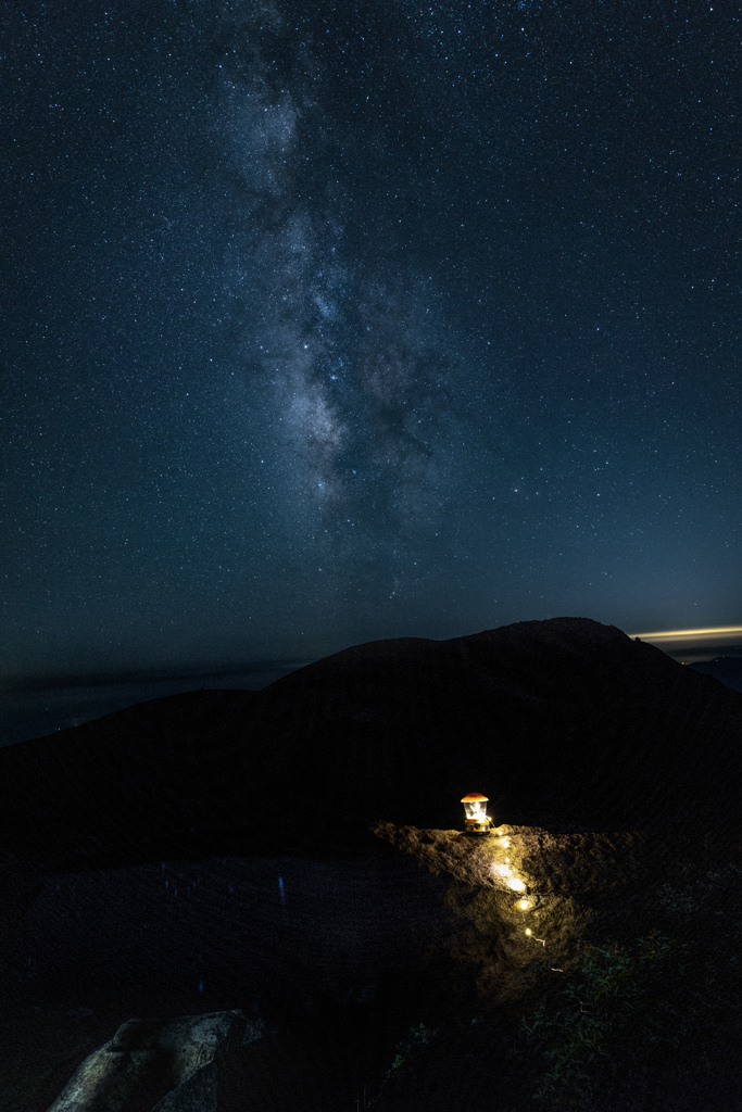 Lantern light and Milky Way