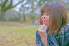 紅葉で遊ぶ