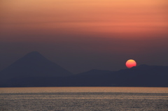 開聞岳夕景