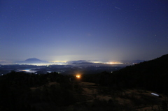 桜島と流れ星