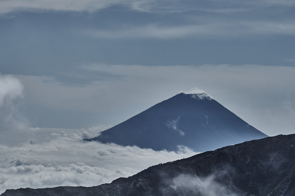 仙丈ヶ岳から富士山を眺める