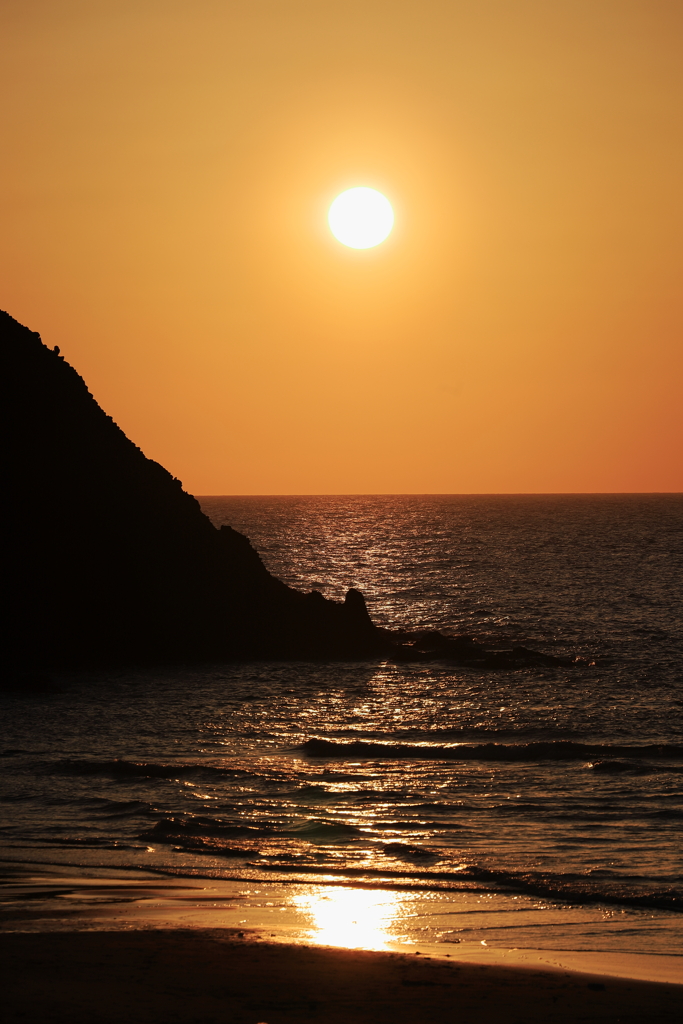 角田浜夕景