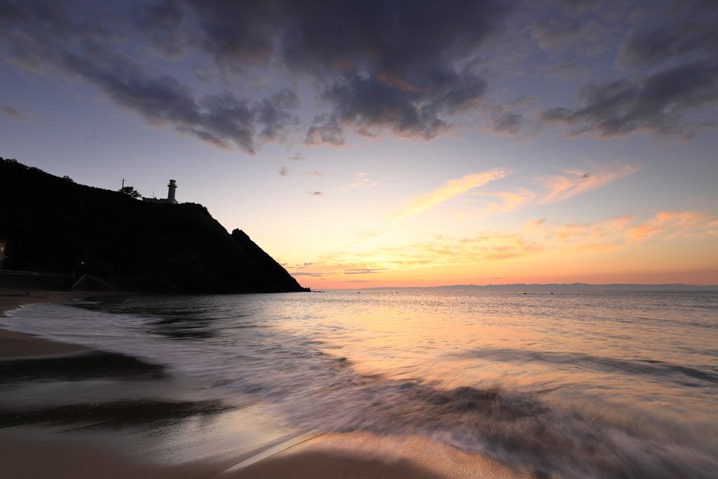 角田浜夕景