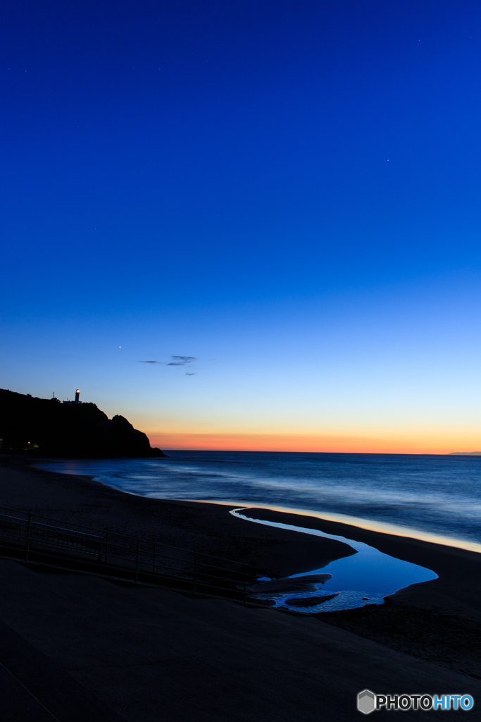 角田浜夕景