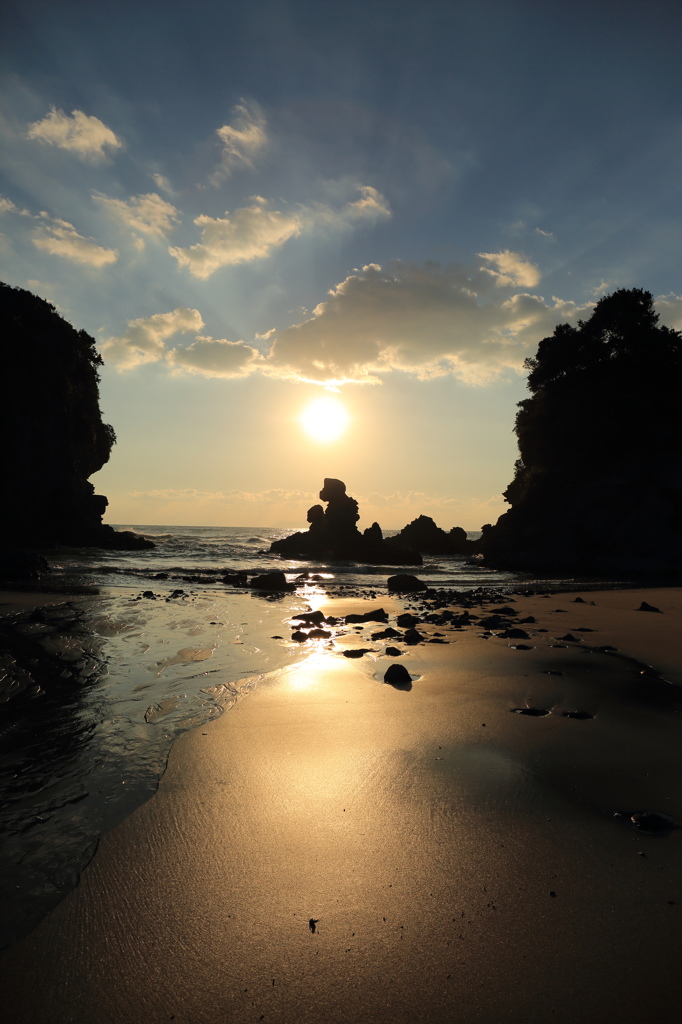 西方海岸からの夕日