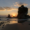 人形岩と夕日