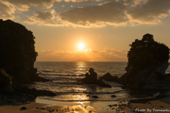 西方海岸からの夕日