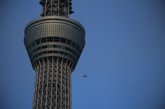 スカイツリーと飛行機のコラボ