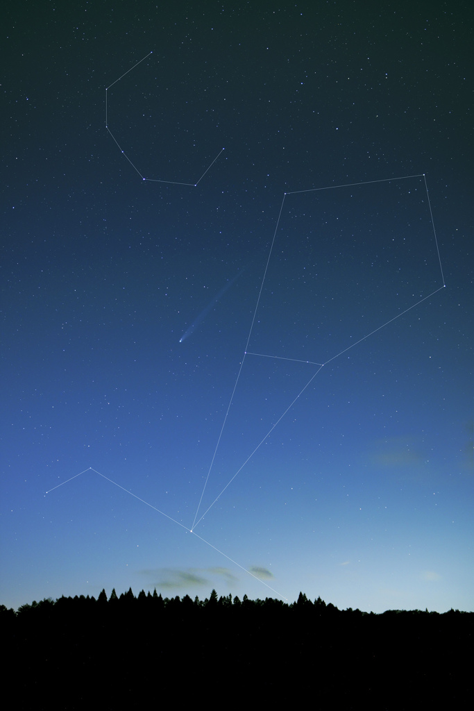 うしかい座・かんむり座とレモン彗星