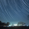 米子の夜景と沈む春の星座