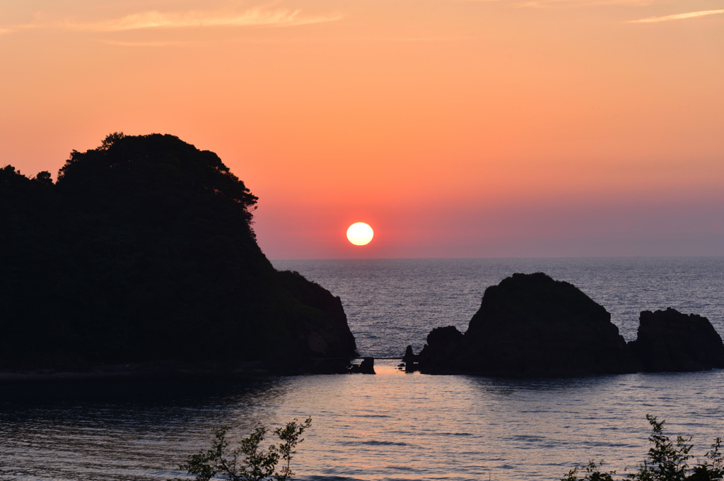 白兎海岸に沈む夕日